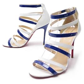 Christian Louboutin-SHOES CHRISTIAN LOUBOUTIN SANDALS MARINIERE HEEL 37 LEATHER BOX SHOES-Other