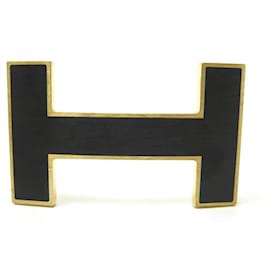 Hermès-HERMES H QUIZZ BELT BUCKLE 32MM BLACK LACQUERED BRUSHED STEEL BLACK BELT BUCKLE-Black