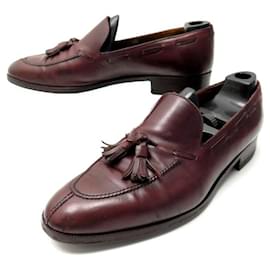 Berluti-BERLUTI SHOES LOAFERS POMPOMS 43 BURGUNDY LEATHER LOAFERS SHOES-Dark red
