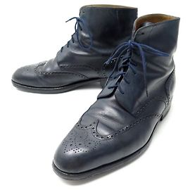 BERLUTI SCARPE STIVALETTI CON PUNTA A FIORE 9 43 SCARPE BASSE IN PELLE NERA Nero