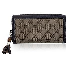 Gucci Cartera continental con cremallera y borla de bambú con monograma beige Beige