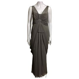 Vera Wang Weißes, taubengraues Abendkleid Grau