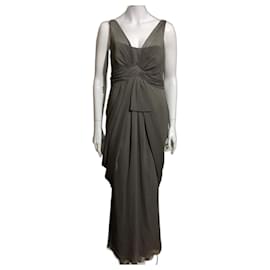 Vera Wang-Vera Wang Robe de soirée blanche gris tourterelle-Gris