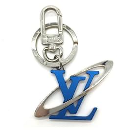 Louis Vuitton-Louis Vuitton Silver Blue Satellite LV Initials Holder Key Charm-Multiple colors