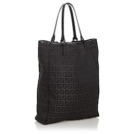 Fendi-Fendi Brown Zucchino Canvas Tote Bag-Brown,Dark brown