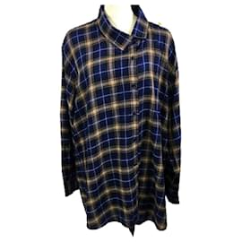 Balenciaga-*BALENCIAGA Balenciaga check shirt Made in 17 Years-Navy blue