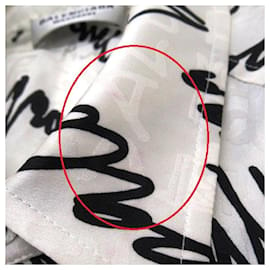Balenciaga-*BALENCIAGA NEUE SCRIBBLE CREPE-BLUSE Balenciaga New Scribble Crepe-Bluse / Übergröße / Seide Bianco (Weiß) Größe: 34 (S-Äquivalent)-Weiß