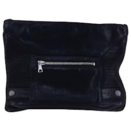 Balmain-* BALMAIN (Balmaın) leather clutch bag men's-Black