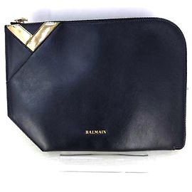 * BALMAIN (balmain) pochette da uomo in pelle con chiusura a L Nero