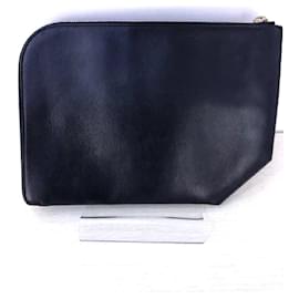 Balmain-* BALMAIN (Balmaın) leather L-shaped fastener clutch bag men's-Black