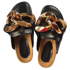 JW Anderson Chain Link Mules Black Leather 37 Black