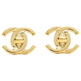 Chanel-grampo 96P CC GOLDEN TURNLOCK L-Dourado