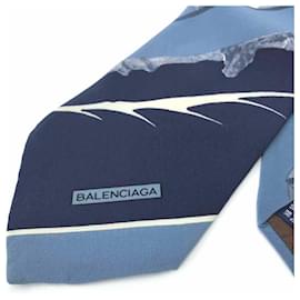 Balenciaga-BALENCIAGA Panel pattern tie ◆ Blue / Vintage / Nishijin-ori / Vintage / Silk / 100% silk / Men's-Blue
