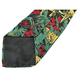 Balenciaga-Balenciaga BALENCIAGA Necktie Regular tie Total pattern Silk green Green Red Red Yellow Yellow-Green