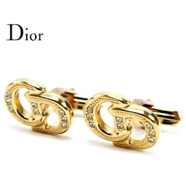 Dior-[Used] Dior Cufflinks Accessories Rhinestone Gold Gold Metal Fittings Dior-Golden