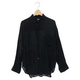Balenciaga-Balenciaga BALENCIAGA blouse en soie brodée logo manches longues 36 noir noir / MF ■ OS ■ SH hommes-Noir