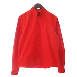Balenciaga-Balenciaga BALENCIAGA robe chemise manches longues logo broderie un point boutonné coton rouge rouge 40 hommes-Rouge