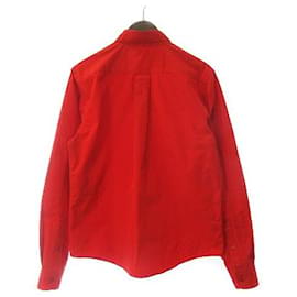 Balenciaga-Balenciaga BALENCIAGA dress shirt long sleeve logo embroidery one point button down cotton red red 40 men-Red