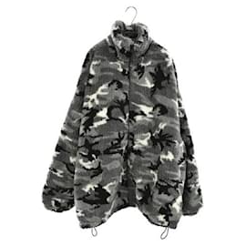 Balenciaga-BALENCIAGA duck pattern oversized boa fleece blouson jacket gray-Grey