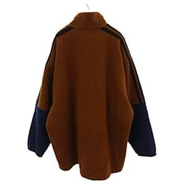 Balenciaga-BALENCIAGA  logo fleece track blouson track jacket brown / blue-Brown