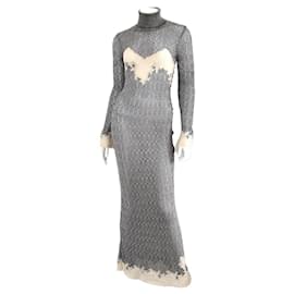 Christian Dior-Christian Dior 1998 Sheer Silver Gown / Dress by John Galliano-Silvery