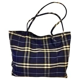 Burberry-Blaue und mehrfarbige Stofftasche von Burberry-Blau,Mehrfarben 