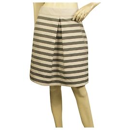 Weekend Max Mara Max Mara Weekend Grau Pink Nude Stripes Plissee knielanger Rock Größe 40 Pink Grau