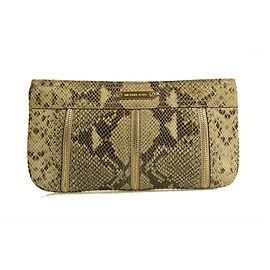 Michael von Michael Kors Moxley Python Muster Leder Reißverschlüsse Clutch Bag Handtasche Braun