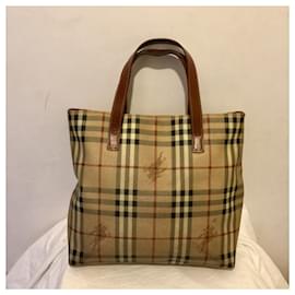 Burberry-Vintage Haymarket-Tasche aus beschichtetem Canvas-Mehrfarben ,Beige