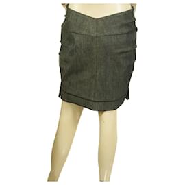 Roland Mouret-Roland Mouret Gray Black Denim Front Zipper Mini Length Skirt Jeans Fr 40, IT 44-Dark grey