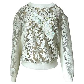 Three Floors Fashion Abstraktes Dreistufiges Sweatshirt Weiß Weiß