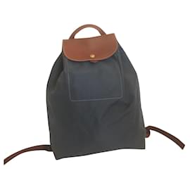 Longchamp folding Brown Navy blue