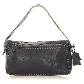 Fendi-Fendi Sac à bandoulière en cuir Selleria noir-Noir