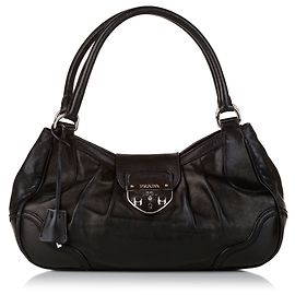 Borsa a tracolla in pelle nera Sound Lock di Prada Nero