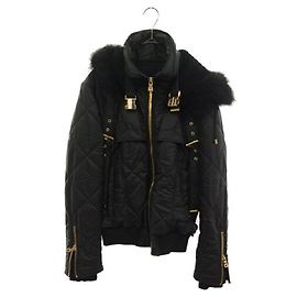 BALMAIN Nylon-Bomberjacke mit Murmeltierkapuze Schwarz Schwarz