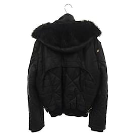 Balmain-BALMAIN Marmot Fur Hood Nylon Bomber Jacket Black-Black