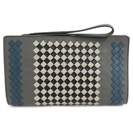Bottega Veneta-*[BOTTEGA VENETA] Bottega Veneta Intrecciato BV Club 19 Clutch Bag Second Bag Gray x Black Leather Men's Unisex-Black,Grey