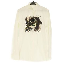 *Bottega Veneta Langarmshirt Paint Design Herrengröße 41/16 Weiß gebraucht 100% Baumwolle Weiß