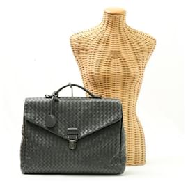 Bottega Veneta-*Bottega Veneta Briefcase Intrecciato Business Bag VN Keyed Calf Leather Handbag Document Bag Men's Gray-Grey