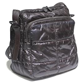 Bottega Veneta-*BOTTEGA VENETA Spinnaker Shoulder Bag Diagonal Nylon Dark Blanc-Dark brown