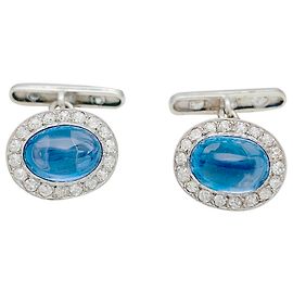 inconnue Sapphire cufflinks in platinum and diamonds. Other