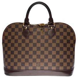 Louis Vuitton-Sublime LOUIS VUITTON Alma handbag in Damier canvas, Garniture en métal argenté-Brown