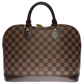 Louis Vuitton-Sublime LOUIS VUITTON Alma handbag in Damier canvas, Garniture en métal argenté-Brown