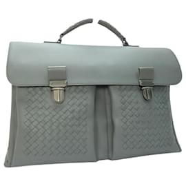 Bottega Veneta-*BOTTEGA VENETA Intrecciato Briefcase Business Bag Document Bag New Light Gray Lamb Leather-Grey