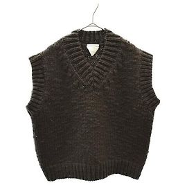 * BOTTEGA VENETA 20AW geflochtener Kurzarm-Strickpullover mit V-Ausschnitt in Braun Braun