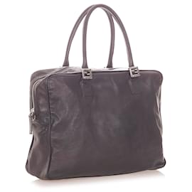 Fendi-Fendi Brown Leather Business Bag-Brown,Dark brown