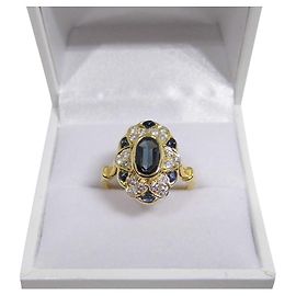 Autre Marque bague fleur or diamants saphirs Bijouterie dorée