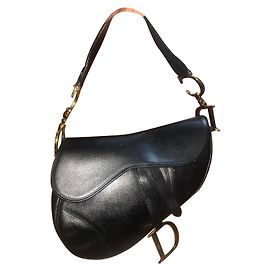 Borsa Christian Dior Saddle in pelle nera Nero