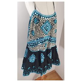 Juliet Dunn-Dresses-Black,Turquoise