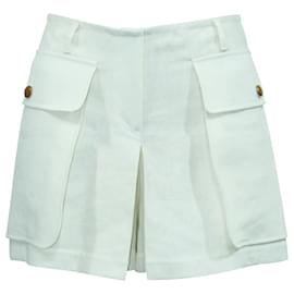 Hermès Creme Leinen Shorts / Skort Weiß Roh